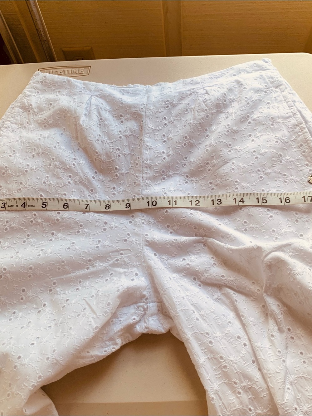 Roxy White eyelet 100% cotton lining wide-leg pants size S/P - Picture 6 of 12